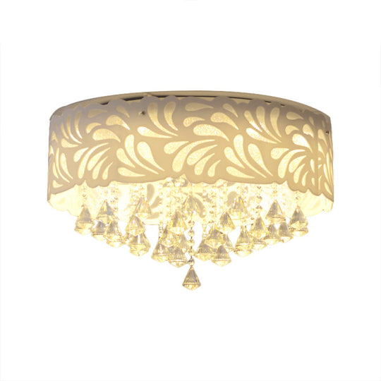 Modern Clear Crystal Flushmount Ceiling Light Fixture - 18/23.5/12.5 Width 8/12-Bulb/Led With Drum