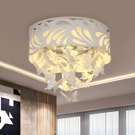 Contemporary Crystal Drop Led Flush Light - White 8/12 Heads 18’/23.5’/12.5’ Wide / 12.5’