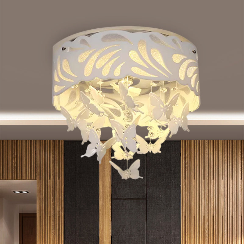 Contemporary Crystal Drop Led Flush Light - White 8/12 Heads 18’/23.5’/12.5’ Wide