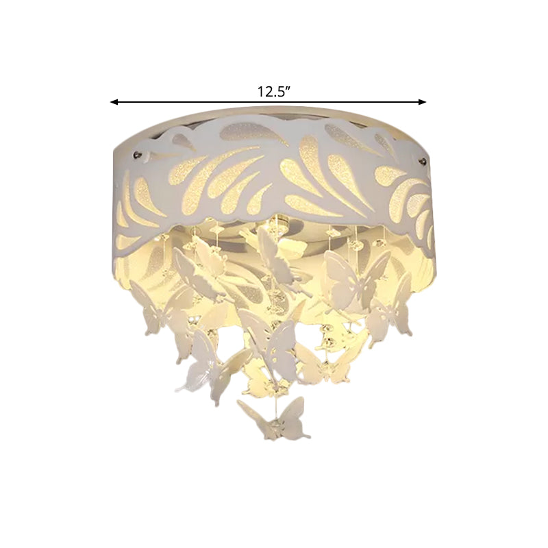 Contemporary Crystal Drop Led Flush Light - White 8/12 Heads 18’/23.5’/12.5’ Wide