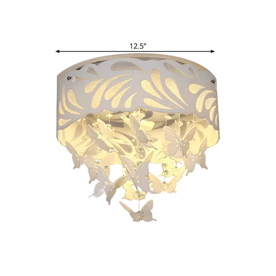 Contemporary Crystal Drop Led Flush Light - White 8/12 Heads 18’/23.5’/12.5’ Wide