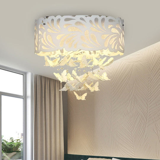 Contemporary Crystal Drop Led Flush Light - White 8/12 Heads 18’/23.5’/12.5’ Wide
