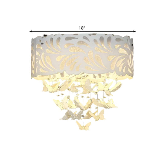Contemporary Crystal Drop Led Flush Light - White 8/12 Heads 18’/23.5’/12.5’ Wide
