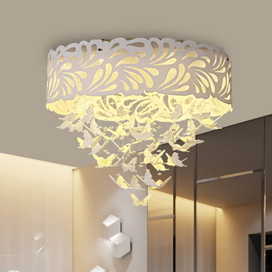 Contemporary Crystal Drop Led Flush Light - White 8/12 Heads 18’/23.5’/12.5’ Wide / 23.5’