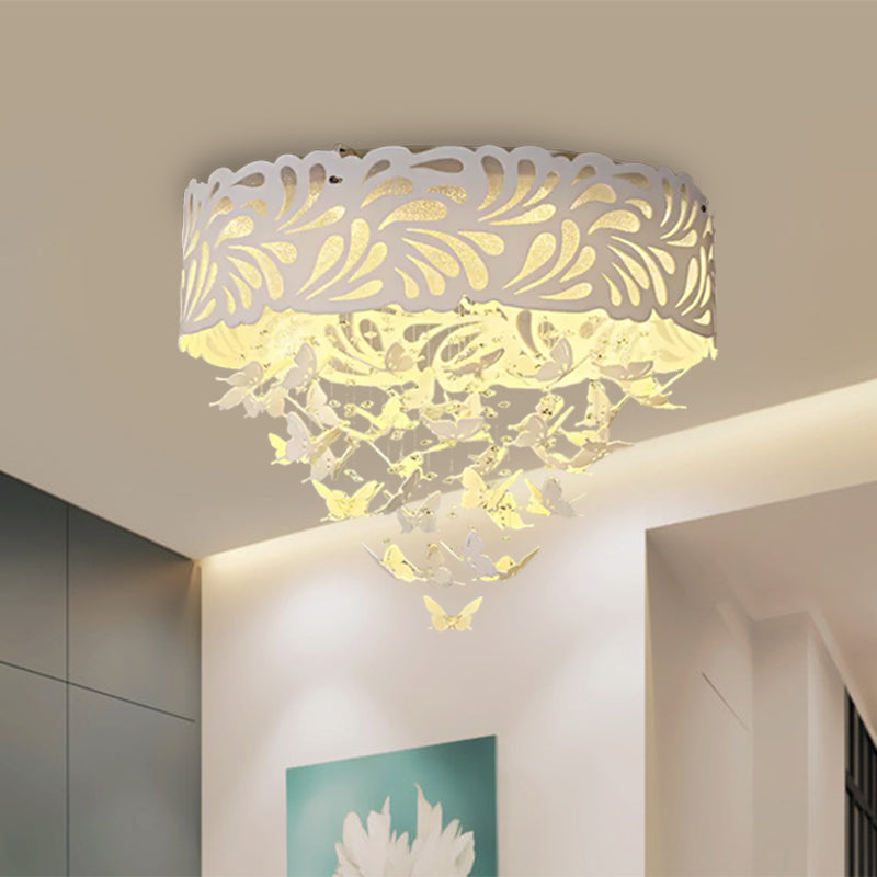 Contemporary Crystal Drop Led Flush Light - White 8/12 Heads 18’/23.5’/12.5’ Wide