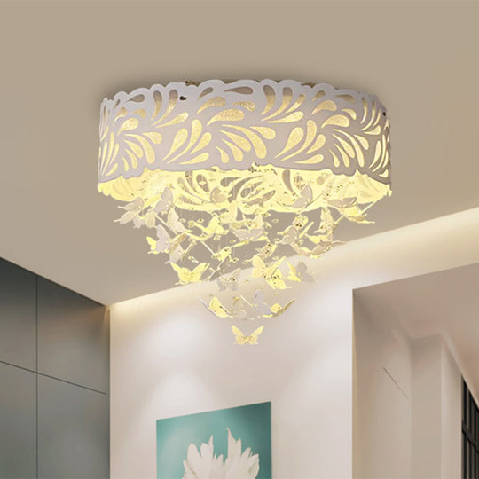 Contemporary Crystal Drop Led Flush Light - White 8/12 Heads 18’/23.5’/12.5’ Wide