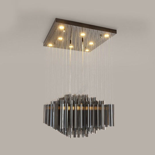 Modern Black Hexagon Led Crystal Ceiling Light For Dining Room Hanging