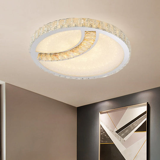 Led Ceiling Mounted Restaurant Light In Chrome - Contemporary Square/Round Design With Beveled