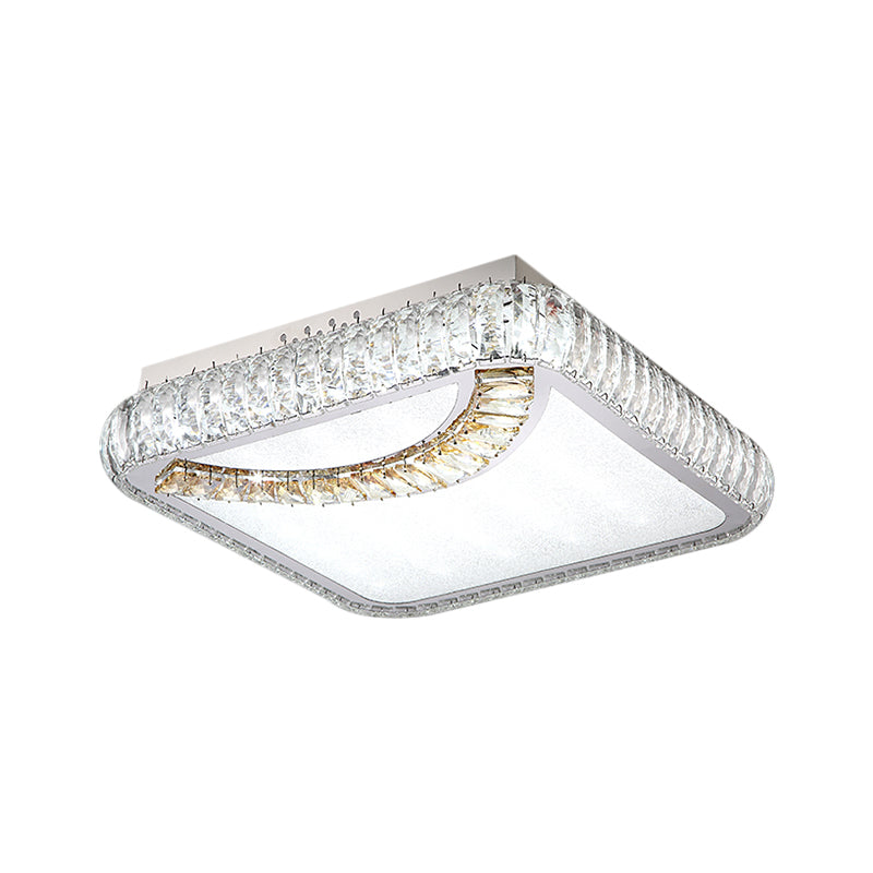 Led Ceiling Mounted Restaurant Light In Chrome - Contemporary Square/Round Design With Beveled