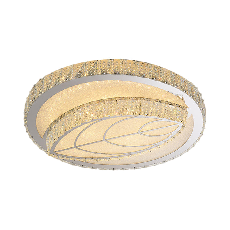 Modern Bevel Cut Glass Led Ceiling Mounted Flush Light In Chrome For Sleeping Room