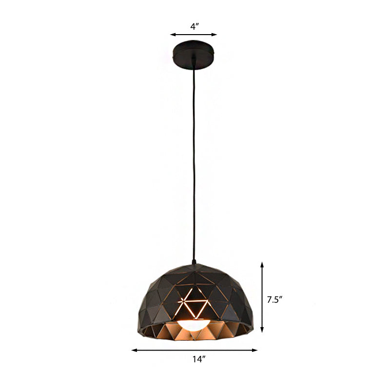 Modern Nordic Dome Ceiling Light In Black/White For Coffee Shop - 12/14 W 1-Light