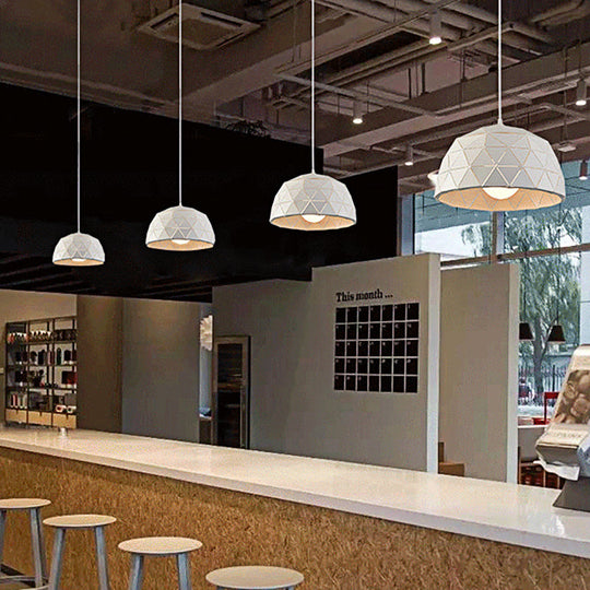 Modern Nordic Dome Ceiling Light In Black/White For Coffee Shop - 12/14 W 1-Light White / 12