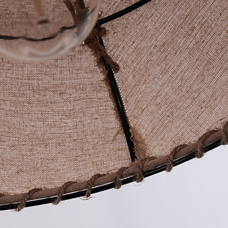 Lodge Style Hanging Fabric And Rope Pendant Light - 14’/18’ Dome Shade In Beige For Restaurants