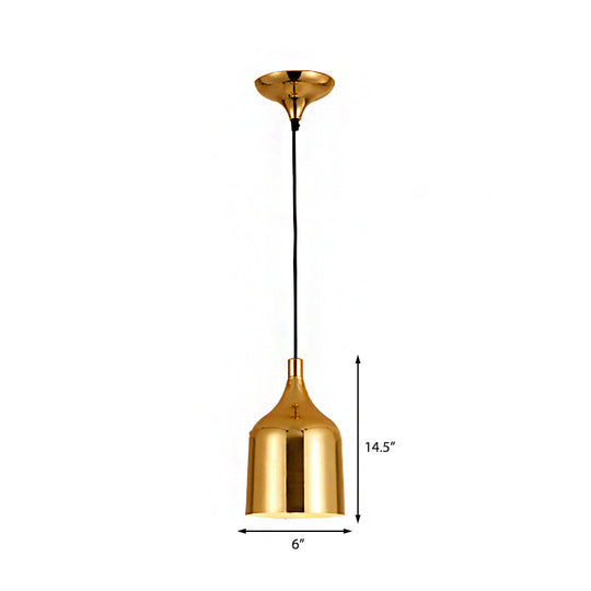 Retro Style Metal Pendant Light In Gold 6/8/10.5 Diameter For Dining Table Or Ceiling 1-Light