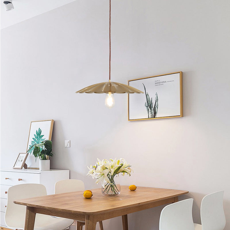 Vintage Brass Scalloped Hanging Ceiling Light Pendant For Study Room - 1