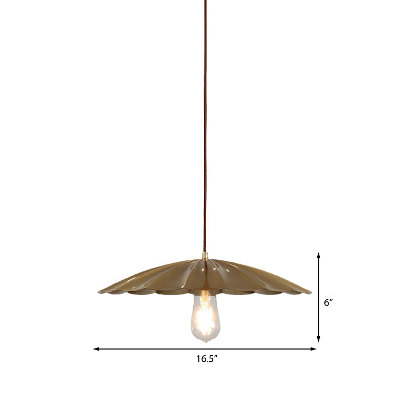 Vintage Brass Scalloped Hanging Ceiling Light Pendant For Study Room - 1