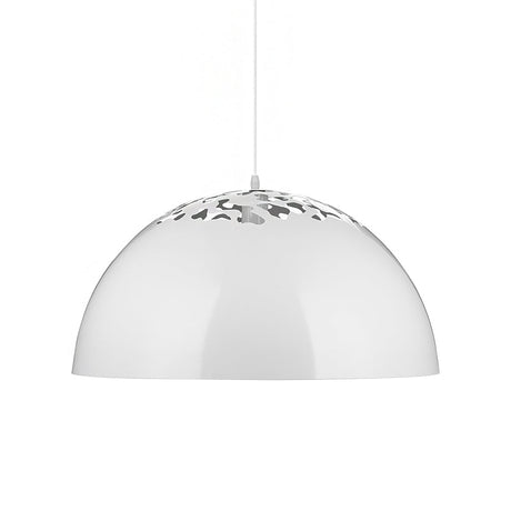 Industrial Domed Pendant Lighting - Metal Suspension Light With Hollow Out Design 1 Black/White