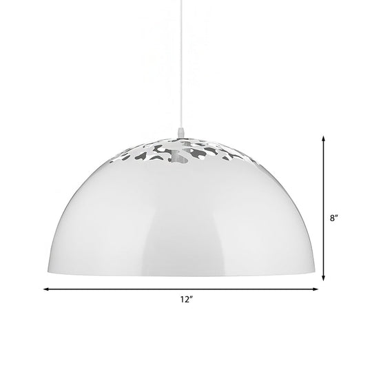 Industrial Domed Pendant Lighting 1-Light Metal Suspension Light 12’/16’ Dia Hollow Out Design