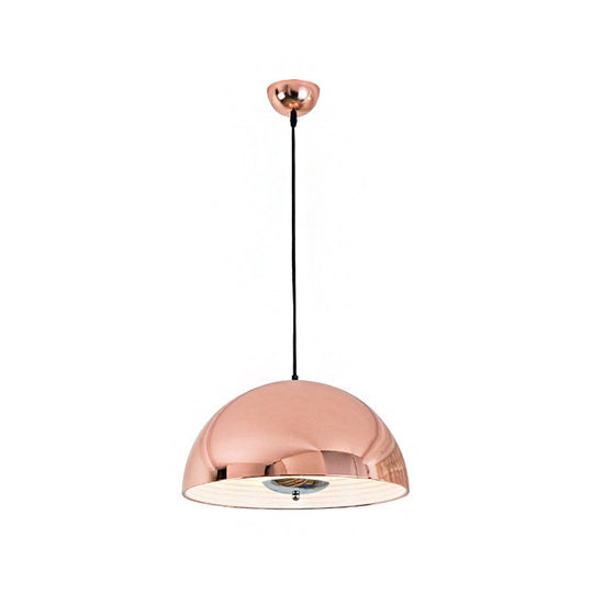 Retro-Style Domed Metallic Pendant Lamp - 1-Light Rose Gold/Black Ceiling Light For Dining Room