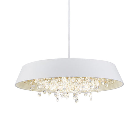 Metal Led Hanging Lamp - Modern Contemporary Circle Tray Design With Crystal Drop Warm/White Light