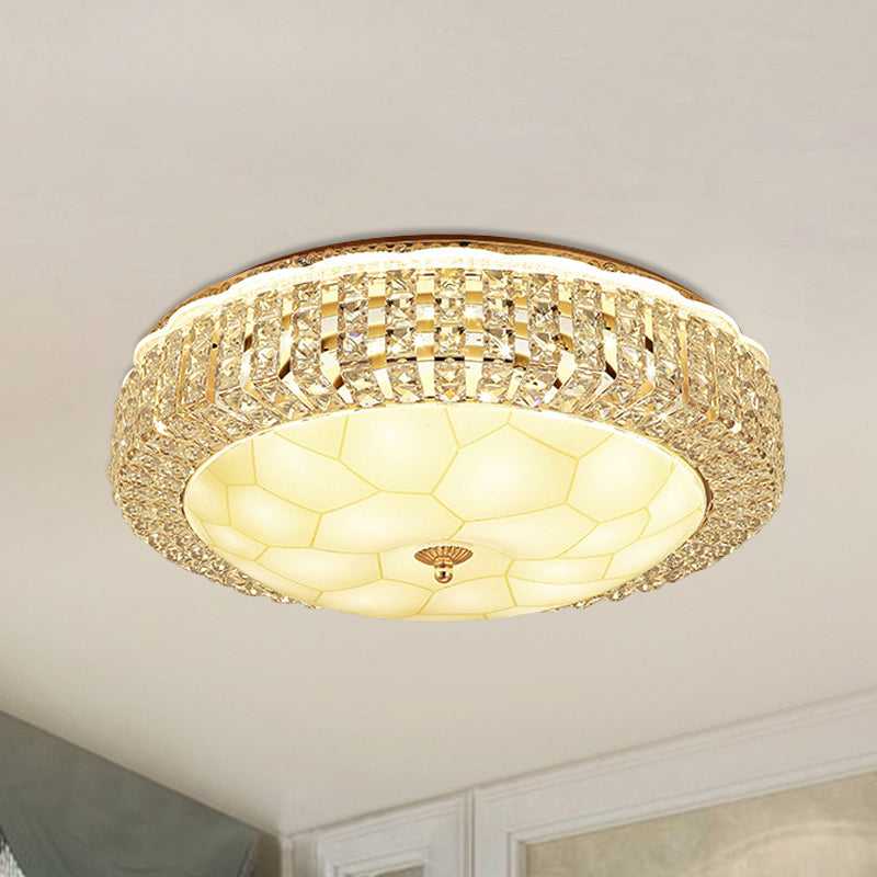 Modern Gold Dome Led Flush - Mount Crystal Light Fixture - Contemporary & Elegant Ceiling Lamp