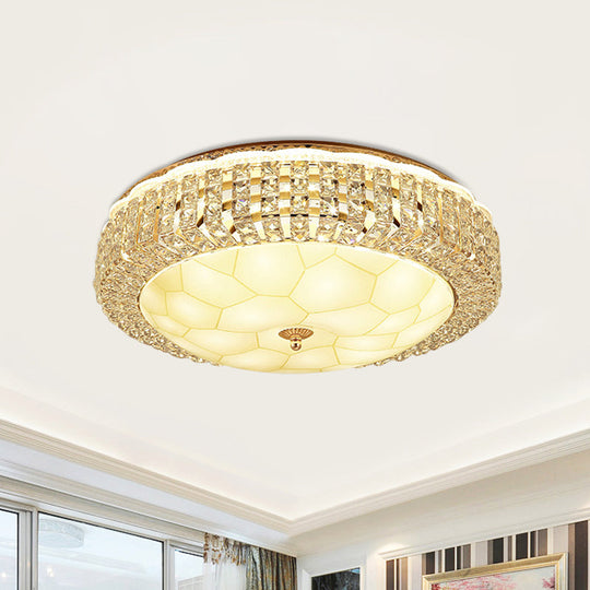 Modern Gold Dome Led Flush - Mount Crystal Light Fixture - Contemporary & Elegant Ceiling Lamp