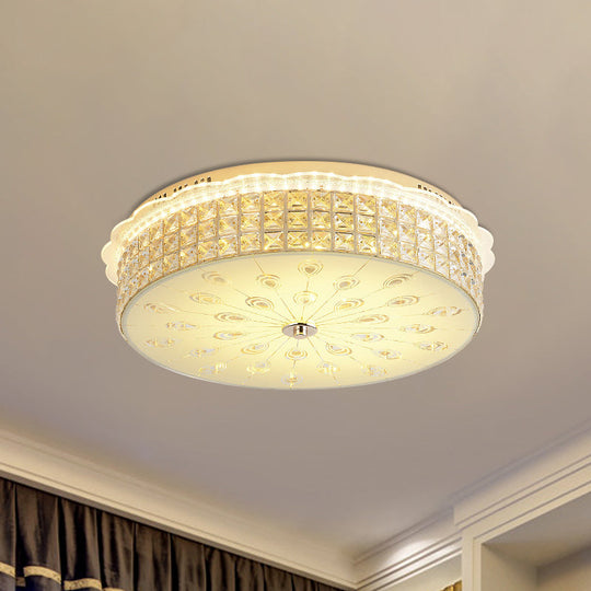 Contemporary Gold Led Flush Mount Light With Clear Crystal Blocks For Bedroom Ceiling / C