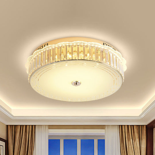 Contemporary Gold Led Flush Mount Light With Clear Crystal Blocks For Bedroom Ceiling / B