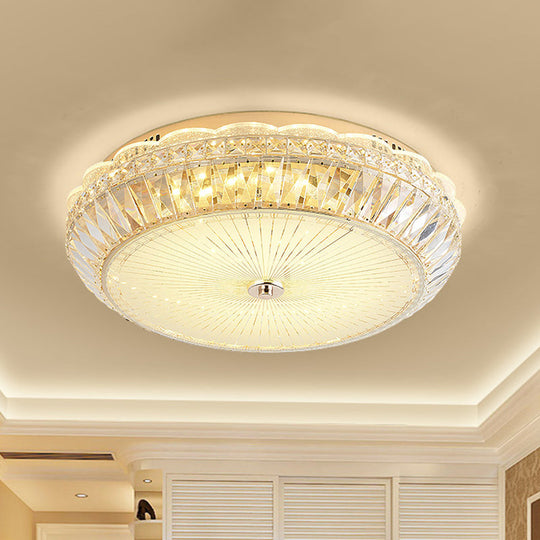 Contemporary Gold Led Flush Mount Light With Clear Crystal Blocks For Bedroom Ceiling / A