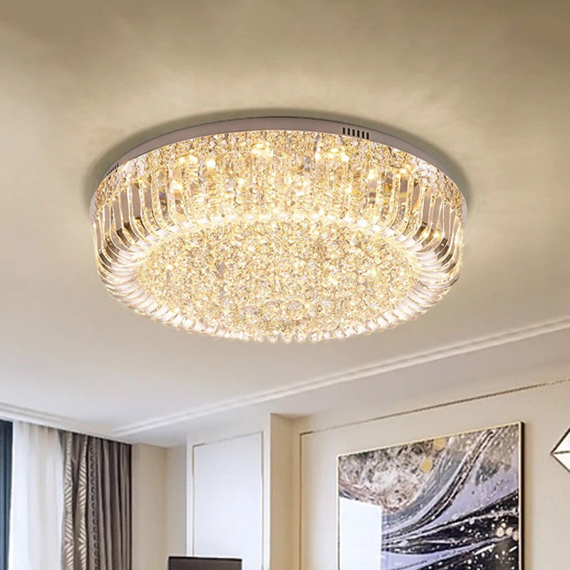 Modern Gold Led Ceiling Light With Prismatic Optical Crystal In Warm/White - 23.5/31.5 Wide