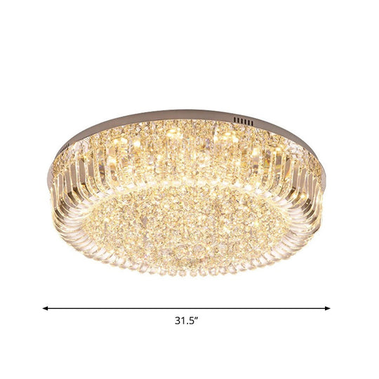 Modern Gold Led Ceiling Light With Prismatic Optical Crystal In Warm/White - 23.5/31.5 Wide