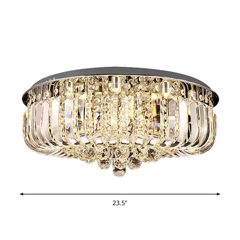 Modern Gold Led Ceiling Light With Prismatic Optical Crystal In Warm/White - 23.5’/31.5’ Wide