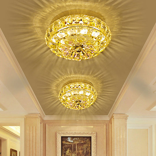 Gold Led Crystal Flushmount Ceiling Fixture For Doorway Warm/White Light / White A