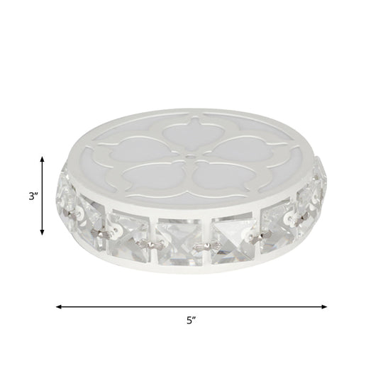 Contemporary Silver Round Crystal Led Flushmount Ceiling Lamp In Warm/White/Multi-Color Light 3 Wide