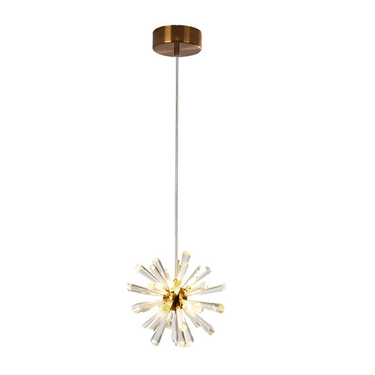 Gold Glass Sputnik Pendant Light With Clear Crystal Accents - Modern Suspension Fixture (3/6 Heads)