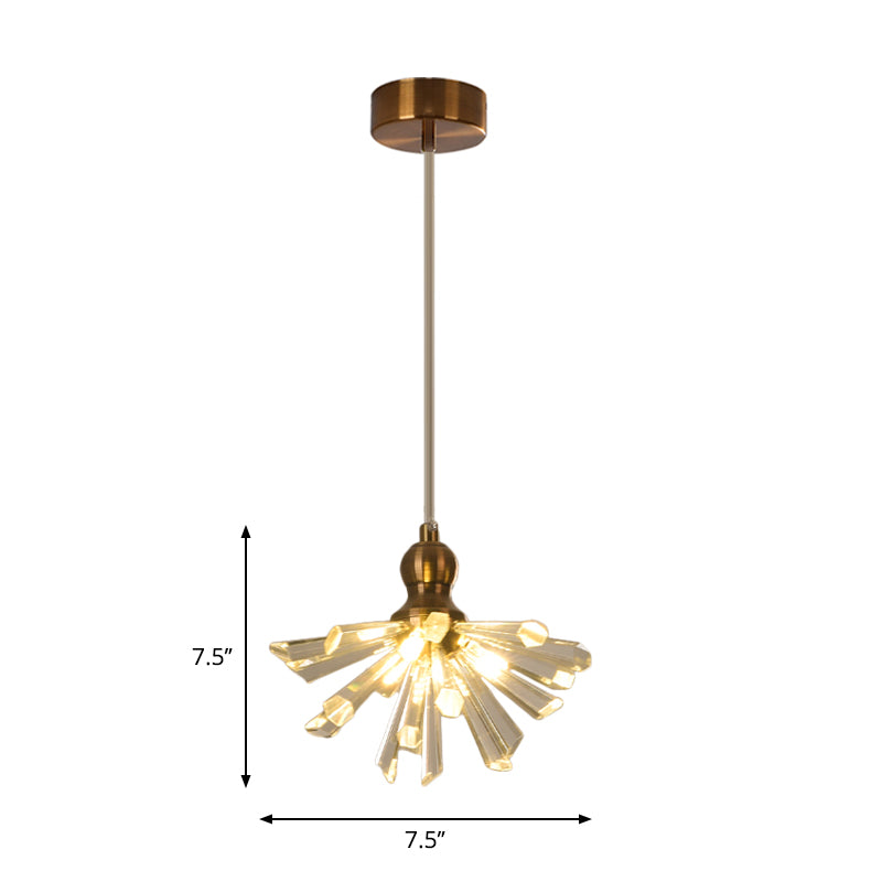 Gold Glass Sputnik Pendant Light With Clear Crystal Accents - Modern Suspension Fixture (3/6 Heads)