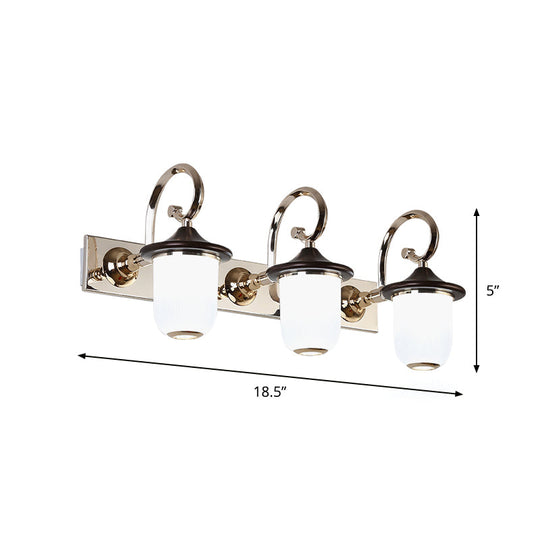 Modern Cylinder Wall Mount Lamp With Double/Triple Bulbs White Glass Vanity Light For Mirrors -