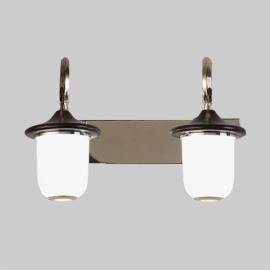 Modern Cylinder Wall Mount Lamp With Double/Triple Bulbs White Glass Vanity Light For Mirrors -