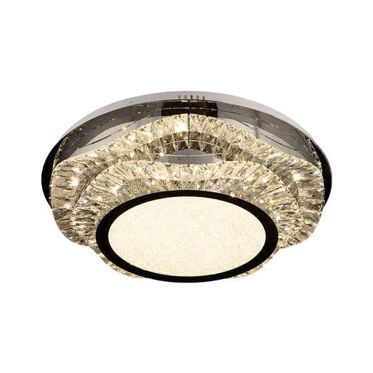 Modern Crystal Scalloped Flush Mount Led Ceiling Light In Chrome Finish