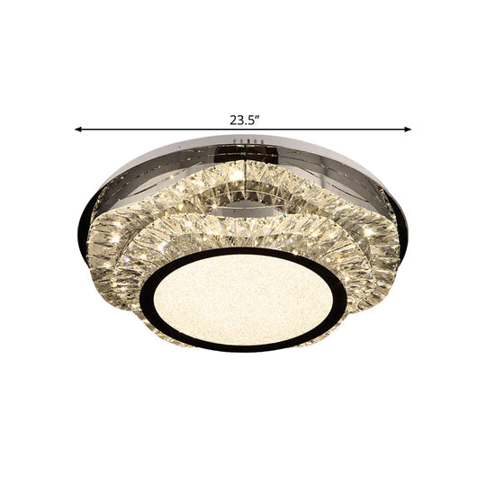 Modern Crystal Scalloped Flush Mount Led Ceiling Light In Chrome Finish