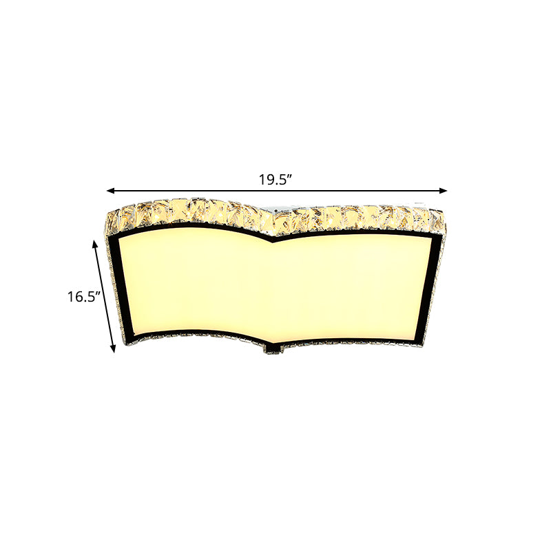 Contemporary Chrome Led Flush Mount Ceiling Lamp: Book - Shape Design Crystal Cut Ideal For Study
