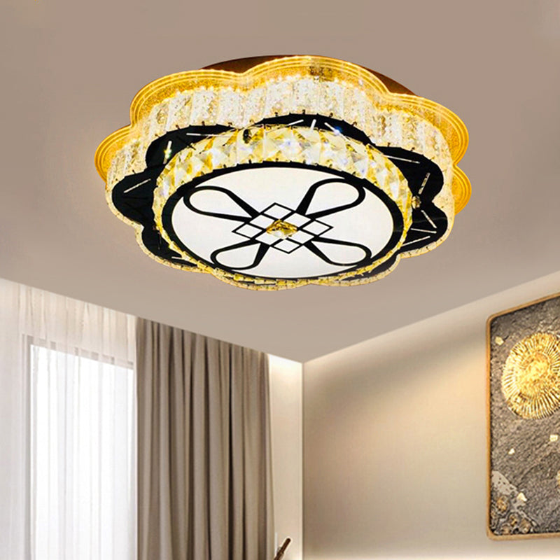 Modern Floral Glass Led Ceiling Flush - Chrome 19.5’/23.5’ Wide / 19.5’