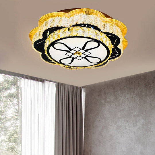 Modern Floral Glass Led Ceiling Flush - Chrome 19.5’/23.5’ Wide
