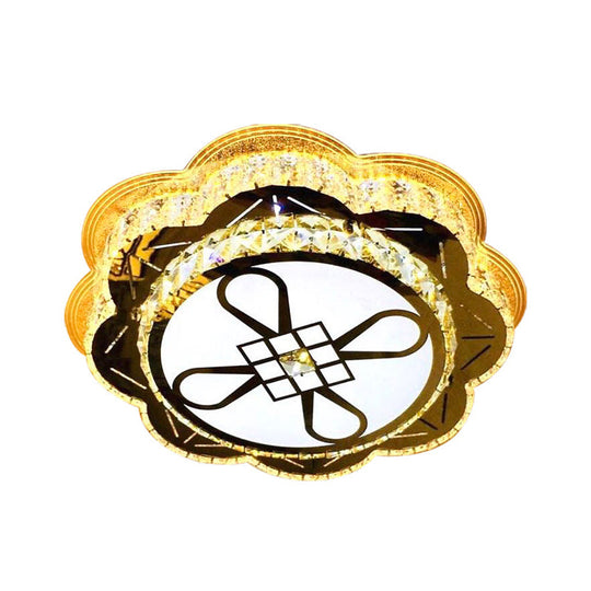 Modern Floral Glass Led Ceiling Flush - Chrome 19.5/23.5 Wide