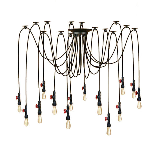 Industrial Metal Pendant Lamp With Valve And Pipe Design - Black 2/3 Lights Kitchen Ceiling Fixture
