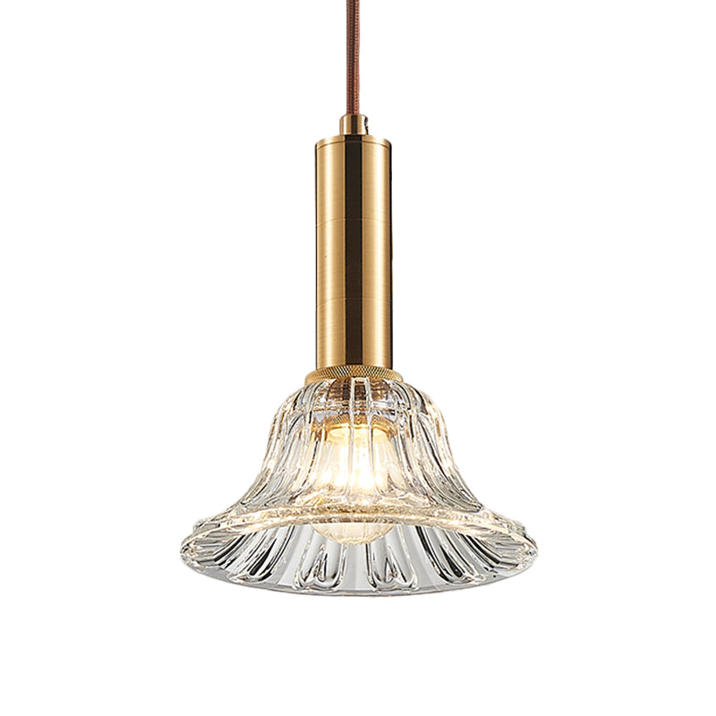 Modern Bell Pendant Light Fixture With Clear/Smoke Gray/Cognac Crystal Gold Finish