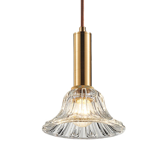 Modern Clear/Smoke Gray/Cognac Crystal Bell Pendant Light Fixture Gold Down Lighting