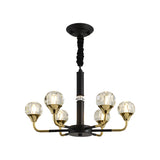 Modern Black-Gold Crystal Ball Chandelier With 6/8/12 Hanging Heads