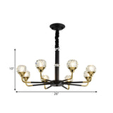 Modern Black-Gold Crystal Ball Chandelier With 6/8/12 Hanging Heads