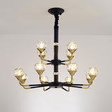 Modern Black-Gold Crystal Ball Chandelier With 6/8/12 Hanging Heads